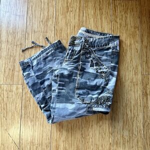 Miss Me Y2K Juniors Camo Low Rise Cargo Capri Pants Sz Small Grunge